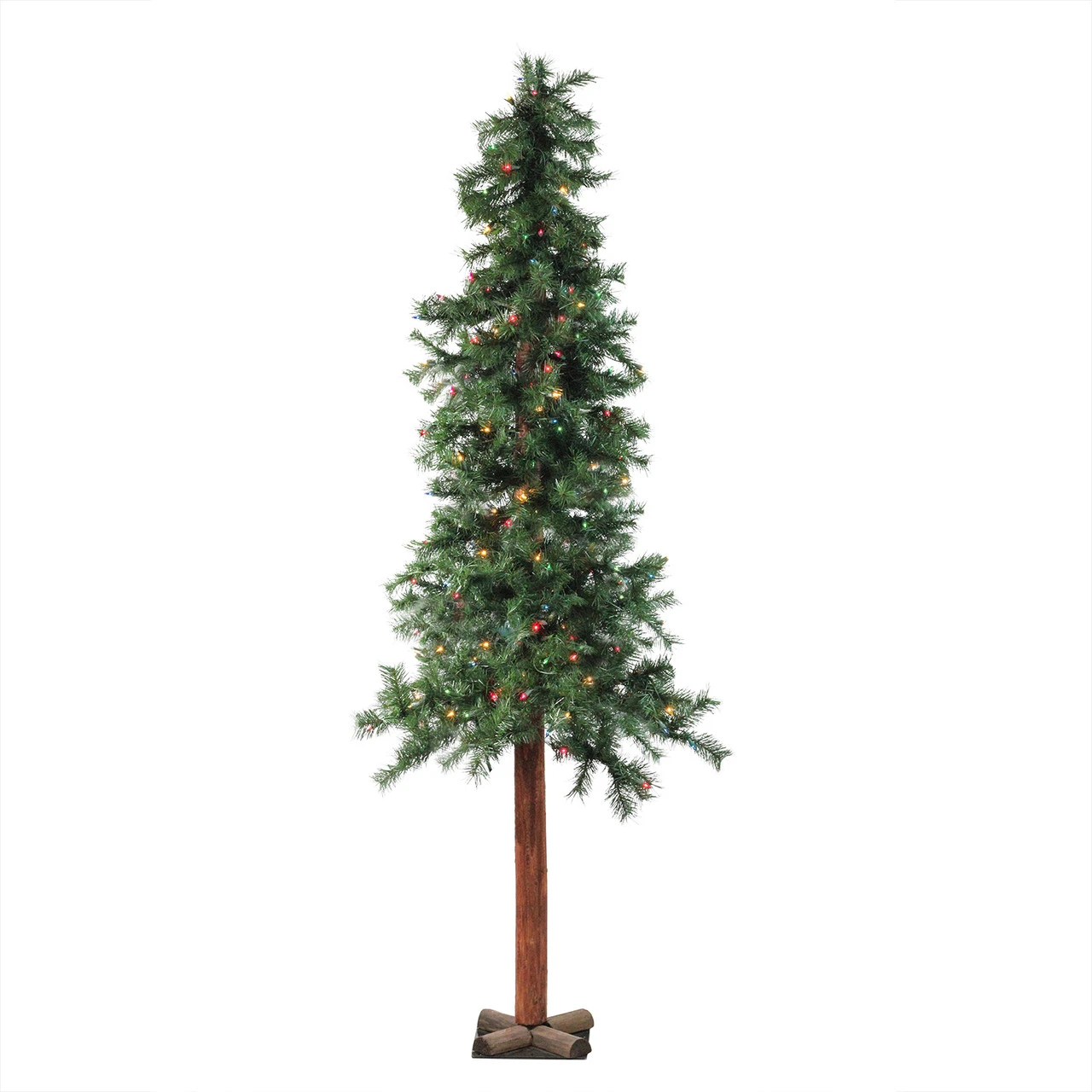 7' Pre-Lit Slim Traditional Woodland Alpine Artificial Christmas Tree - Multicolor Lights 3 7' Pre-Lit Slim Traditional Woodland Alpine Artificial Christmas Tree - Multicolor Lights