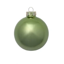 8ct Lime Green Glass Pearl Christmas Ball Ornaments 3.25" (80mm)