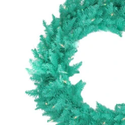 Pre-Lit Teal Green Ashley Spruce Artificial Christmas Wreath, 36-Inch, Clear And Green Lights -Optimal Christmas Shop vickerman20k880937 21424.1683283377