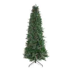 9.5' Pre-Lit Slim Vermont Fir Artificial Christmas Tree - Multicolor Dura-Lit Lights