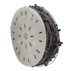 1000' Commercial C7 Christmas Light Socket Set Spool - 12" Spacing Brown Wire -Optimal Christmas Shop vickerman v471845brn 01723.1667536476
