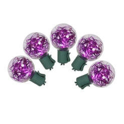 25 Pink LED G40 Tinsel Christmas Lights - 25 Ft Green Wire