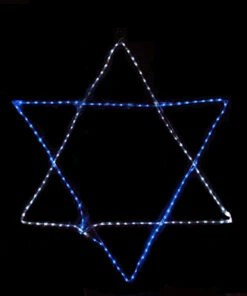 72" Blue And White LED Rope Light Star Of David Hanukkah Decor