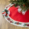 48" Red And White Poinsettia Christmas Tree Skirt