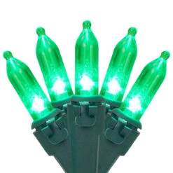 50ct Green LED Mini Christmas Lights, 16.25ft Green Wire