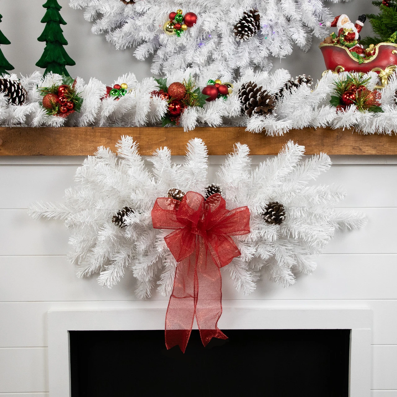 32" Snow White Pine Artificial Christmas Swag, Unlit 5 32" Snow White Pine Artificial Christmas Swag, Unlit - Image 3