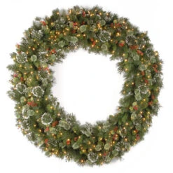 60” Pre-Lit Wintry Pine Artificial Christmas Wreath - Clear Lights