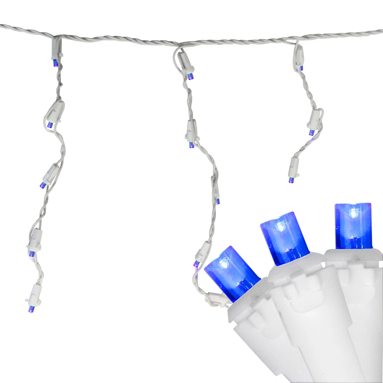 100ct Blue LED Wide Angle Icicle Christmas Lights, 5.5 Ft White Wire 4 100ct Blue LED Wide Angle Icicle Christmas Lights, 5.5 Ft White Wire - Image 2
