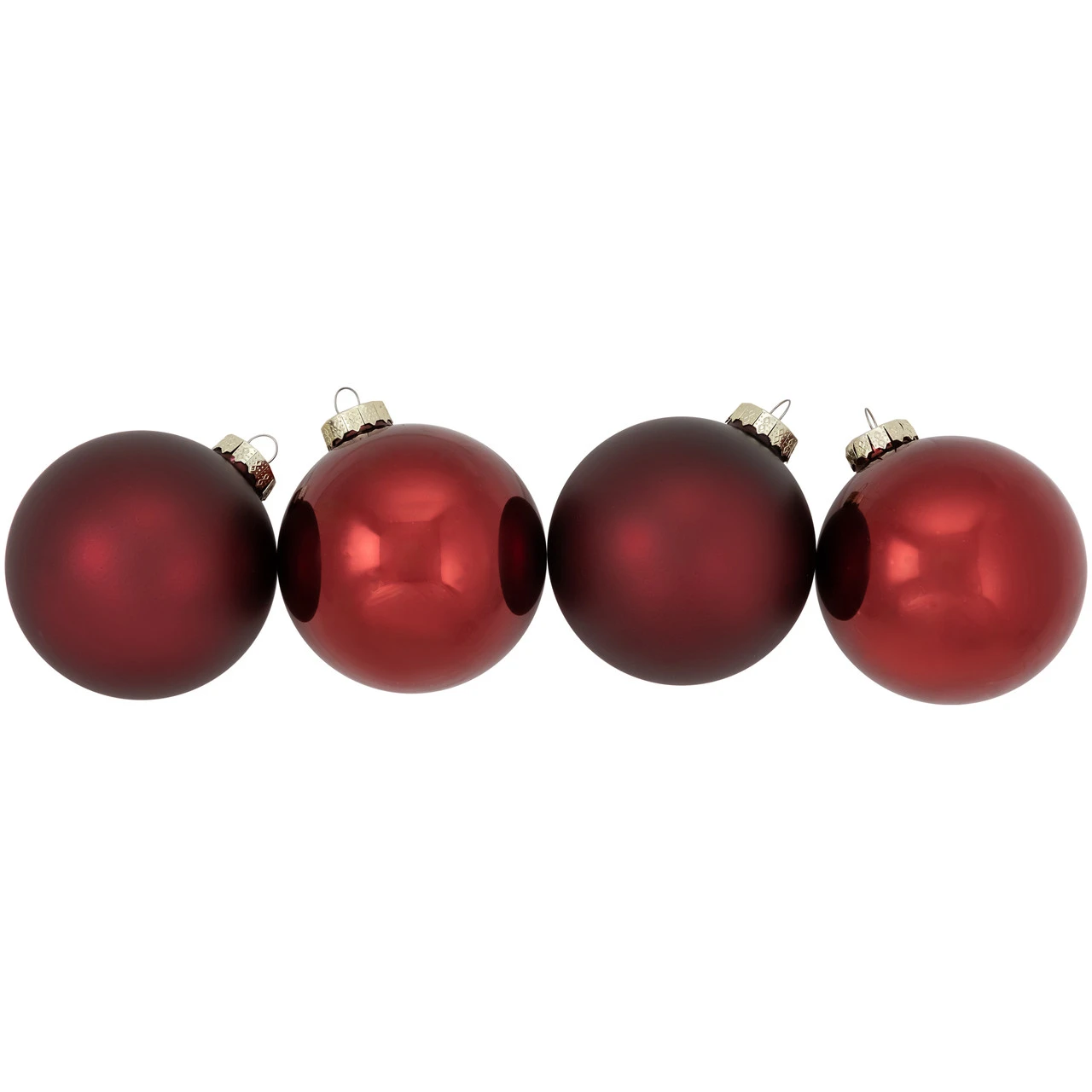 4ct Burgundy Red 2-Finish Glass Christmas Ball Ornaments 4" (100mm) 3 4ct Burgundy Red 2-Finish Glass Christmas Ball Ornaments 4" (100mm)