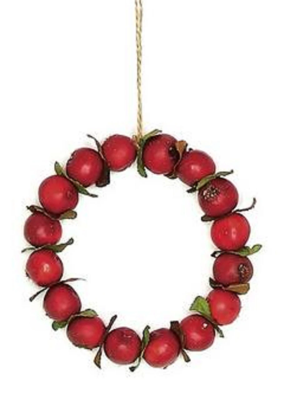 4.5" Red Crab Apple Autumn Harvest Christmas Wreath Ornament 3 4.5" Red Crab Apple Autumn Harvest Christmas Wreath Ornament