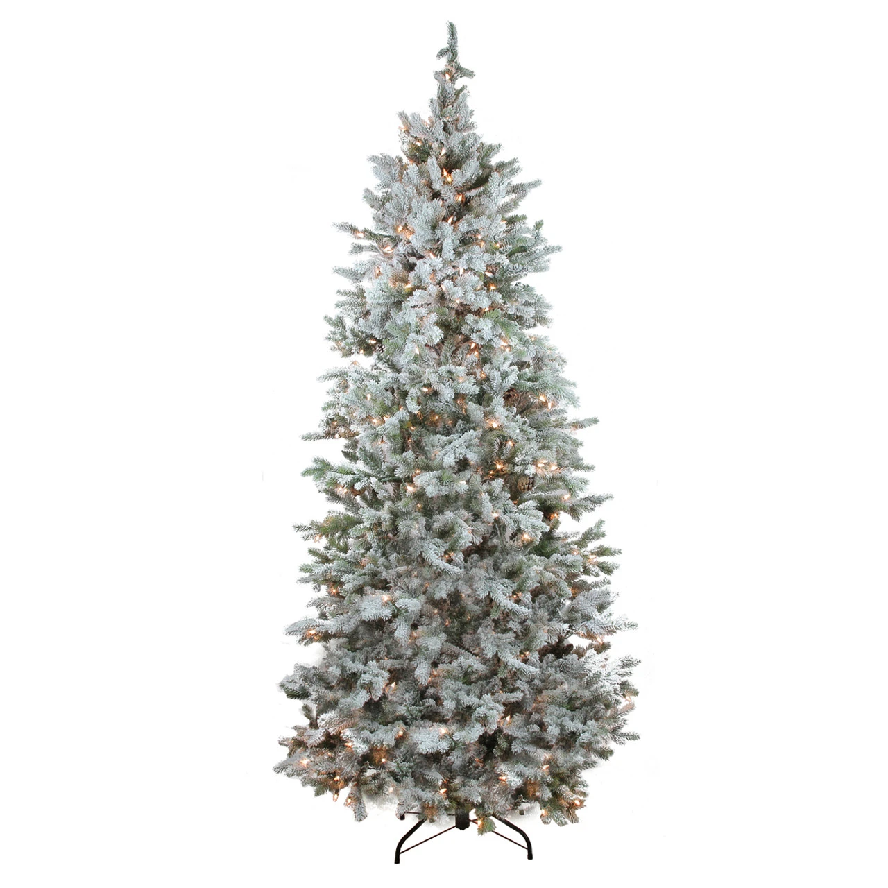 7.5' Pre-Lit Flocked Slim Colorado Spruce Artificial Christmas Tree - Clear Dura-Lit Lights 3 7.5' Pre-Lit Flocked Slim Colorado Spruce Artificial Christmas Tree - Clear Dura-Lit Lights