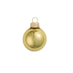 28ct Sun Yellow Shiny Glass Christmas Ball Ornaments 2" (50mm)