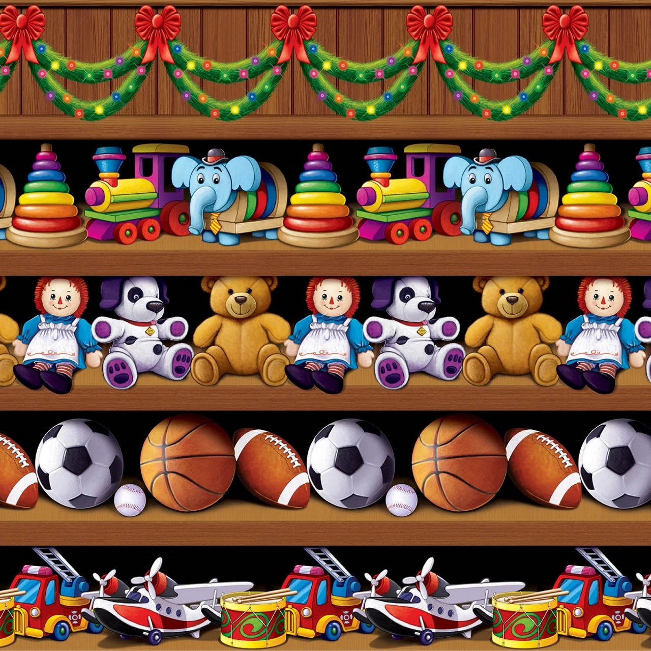 Pack Of 6 Printed Christmas Santa's Workshop Backdrop 4' X 30' 3 Pack Of 6 Printed Christmas Santa's Workshop Backdrop 4' X 30'