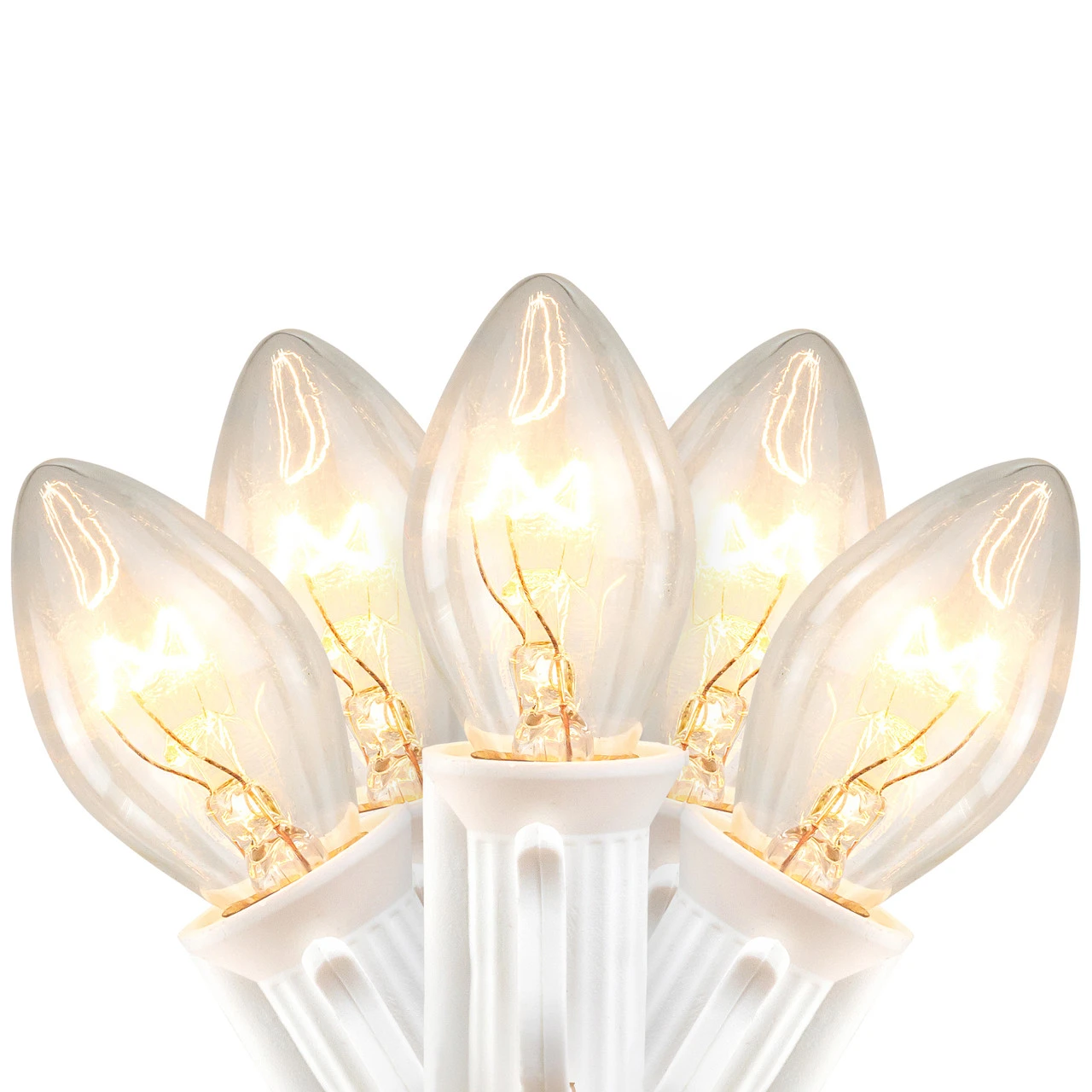 25 Count Clear C7 Christmas Lights, 24ft White Wire 3 25 Count Clear C7 Christmas Lights, 24ft White Wire