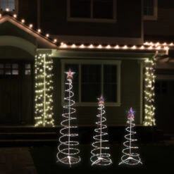 Set Of 3 Lighted Multi-Color Spiral Christmas Trees - 3', 4', And 6' -Optimal Christmas Shop ys multitree medium 2 15561.1667528693