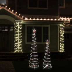 Set Of 2 Lighted Multi-Color Outdoor Spiral Christmas Cone Trees 4', 6' 8 Set Of 2 Lighted Multi-Color Outdoor Spiral Christmas Cone Trees 4', 6' -Optimal Christmas Shop ys multitree medium 2 81746.1667573372