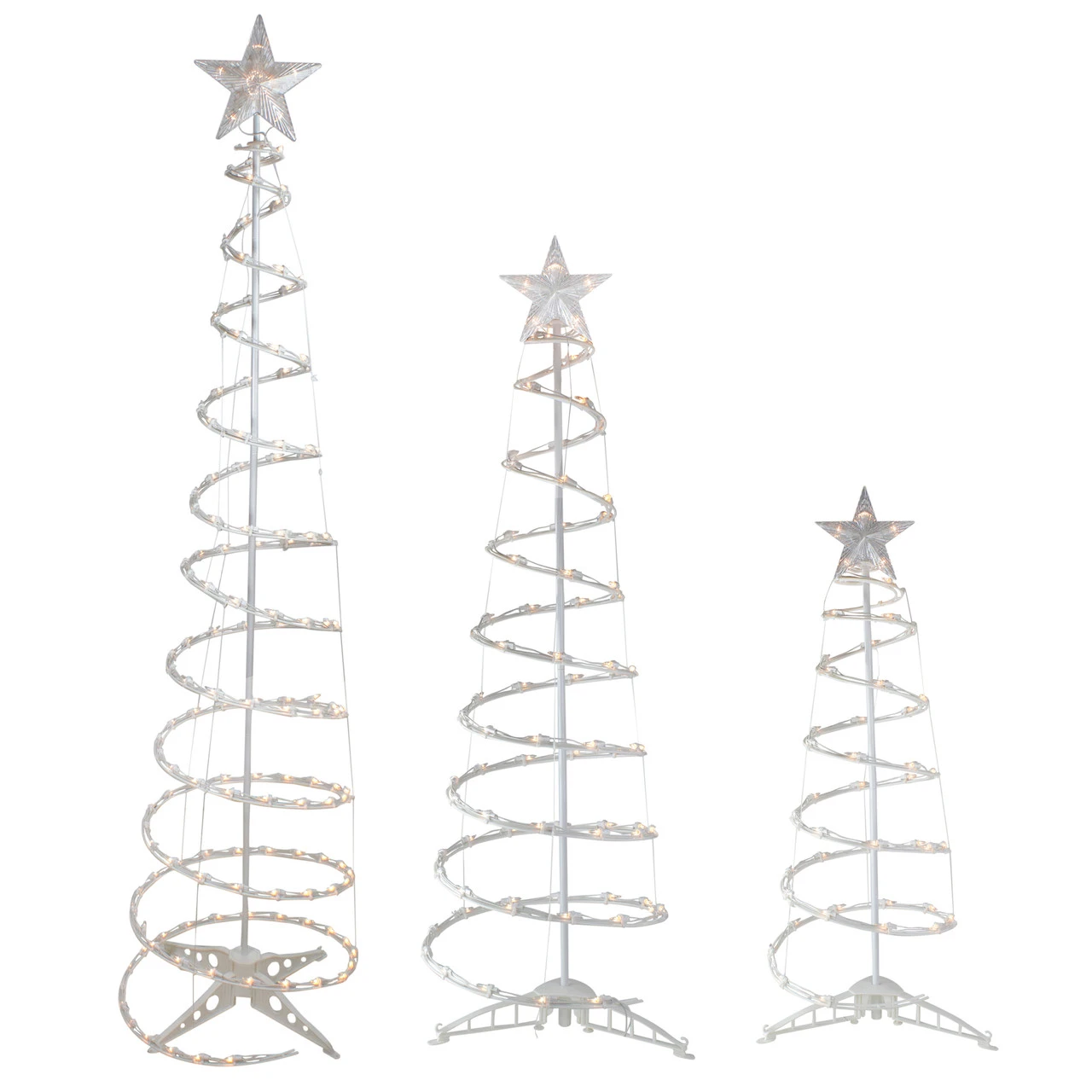 Set Of 3 Clear Lighted Spiral Christmas Trees - 3', 4', And 6' 4 Set Of 3 Clear Lighted Spiral Christmas Trees - 3', 4', And 6' - Image 2