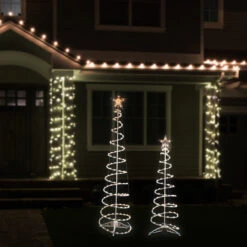 Set Of 2 Lighted Clear Outdoor Spiral Christmas Cone Trees 4', 6' -Optimal Christmas Shop ys wwtree large 2 70707.1667530468