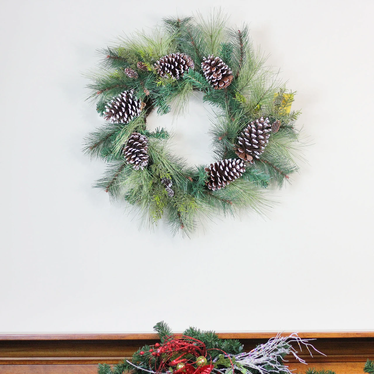 Mixed Long Needle Pine And Pine Cone Artificial Christmas Wreath - 28-Inch, Unlit 5 Mixed Long Needle Pine And Pine Cone Artificial Christmas Wreath - 28-Inch, Unlit - Image 3