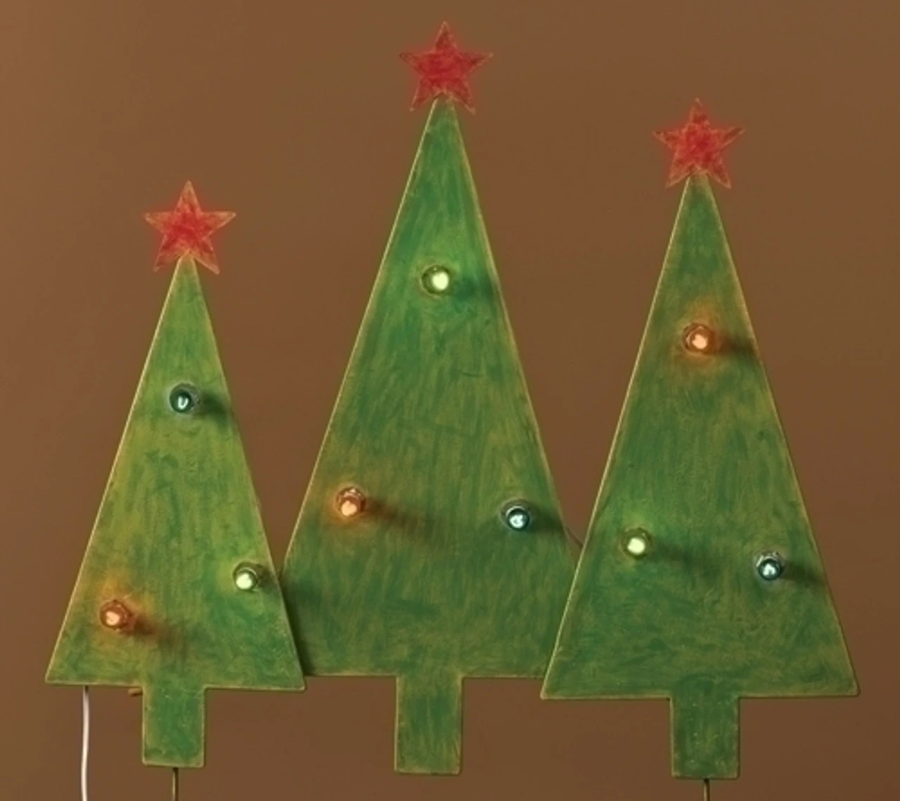 32" Green And Red Lighted Christmas Tree Trio Outdoor Decor 3 32" Green And Red Lighted Christmas Tree Trio Outdoor Decor