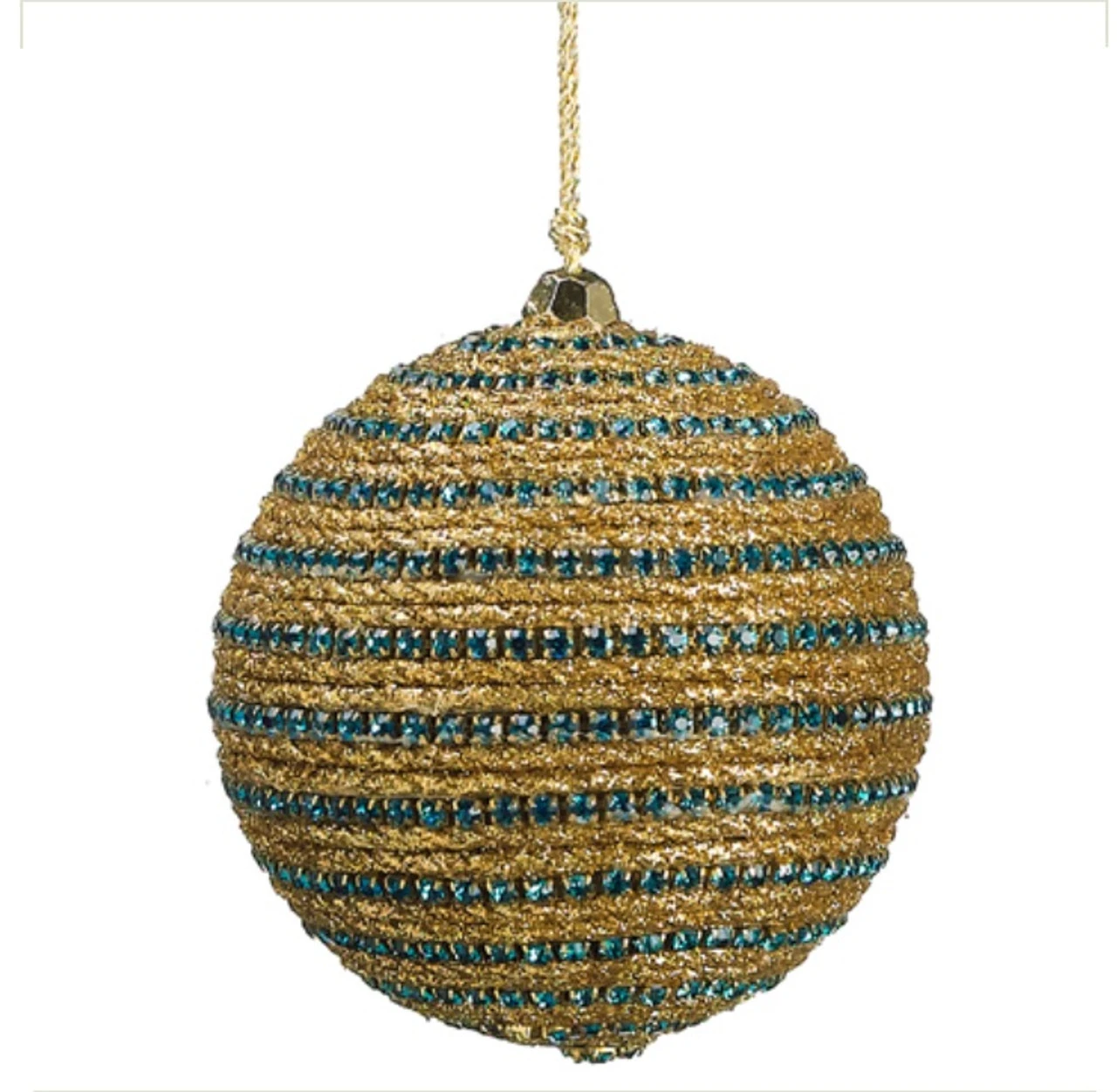 3" Regal Peacock Glittered Gold And Turquoise Blue Peacock Striped Christmas Ball Ornament 3 3" Regal Peacock Glittered Gold And Turquoise Blue Peacock Striped Christmas Ball Ornament